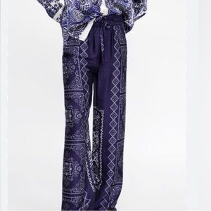 Blue Flowy Paisley style pants